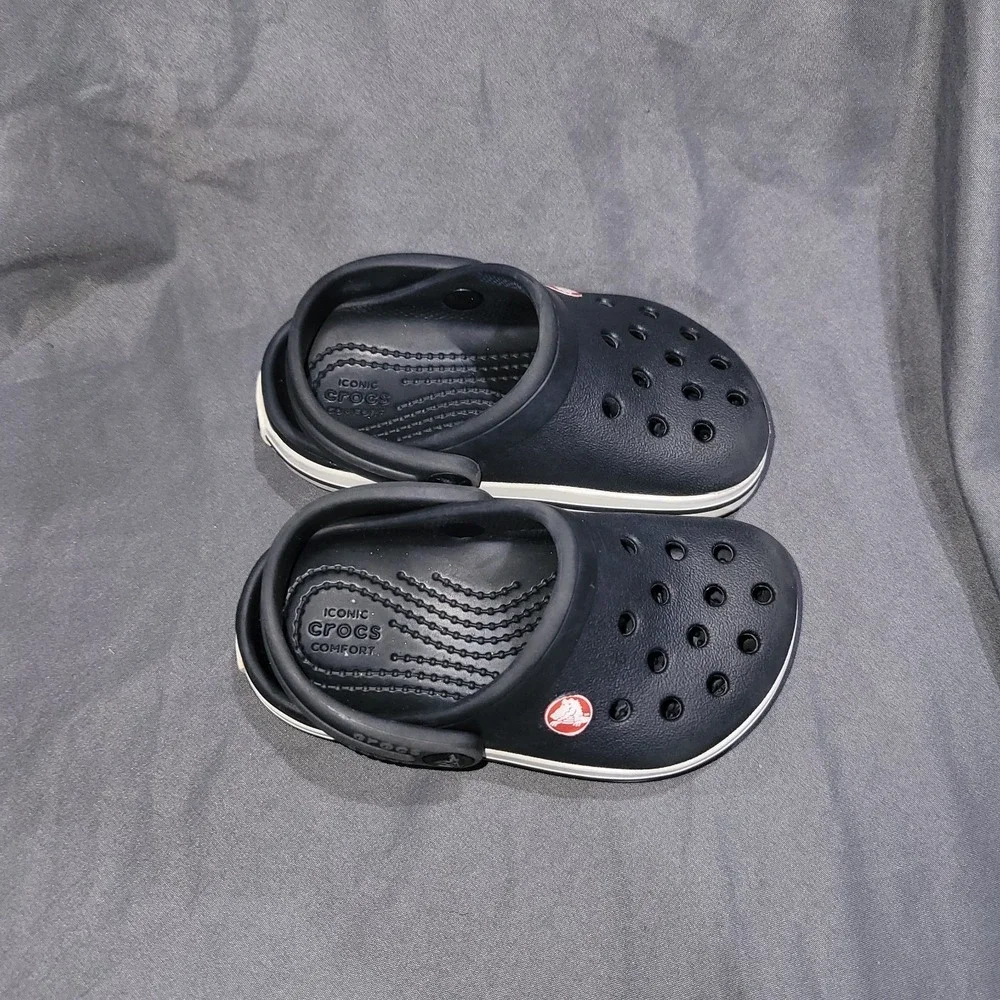Crocs Crocband Clogs Junior Black Slip-On Round Toe Comfort C6 Toddler 6